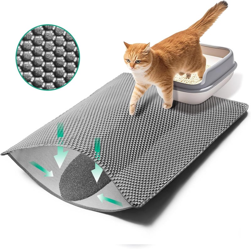 GRELY Cat Litter Mats- Extra Large XXL 47''X 36'',2 Layer Litter Box Mat for Indoor Cats,Rug for Pet Kitty,Litter Trapping Mats,Waterproof Urine Proof,Non-Slip - Image 3